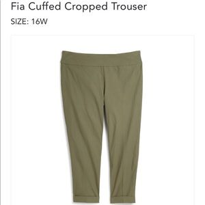 Tribal Fia Cuffed Cropped Trouser Size 16W Olive Green